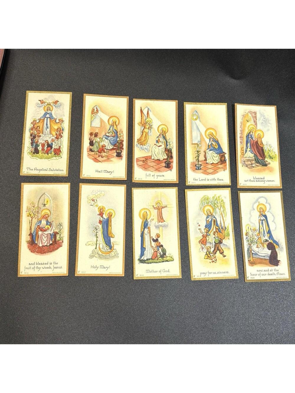 10 Vintage Catholic Holy Cards Set - Hail Mary Series 3511-3520 - Netherlands